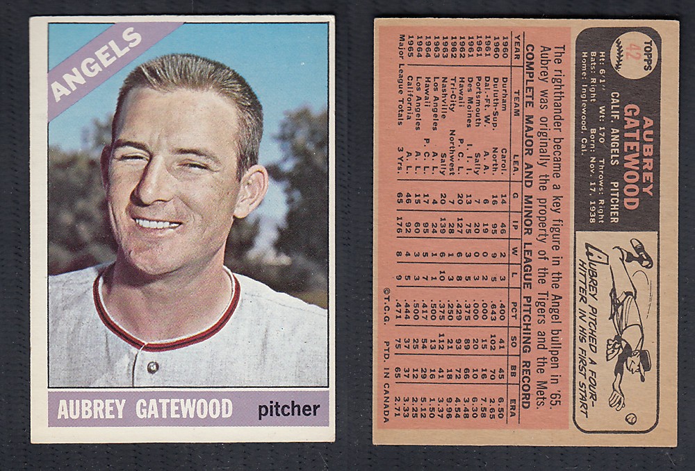 1966 O-PEE-CHEE BASEBALL CARD #42 A. GATEWOOD photo 1966 O-PEE-CHEE BASEBALL CARD #42 A. GATEWOOD photo