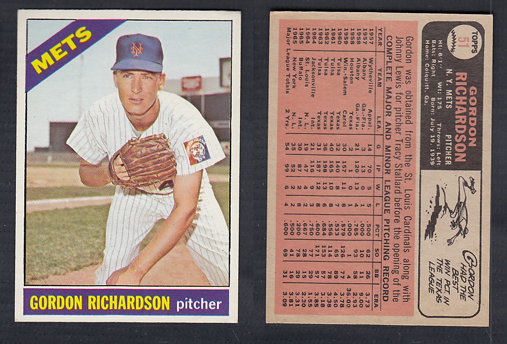 1966 O-PEE-CHEE BASEBALL CARD #51 G. RICHARDSON photo 1966 O-PEE-CHEE BASEBALL CARD #51 G. RICHARDSON photo