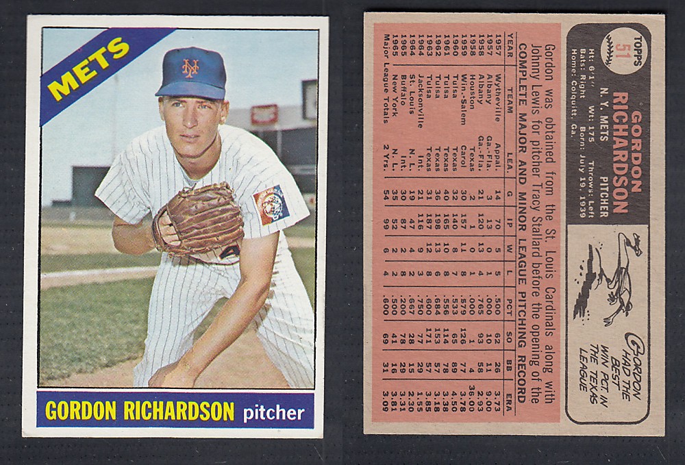 1966 O-PEE-CHEE BASEBALL CARD #51 G. RICHARDSON photo 1966 O-PEE-CHEE BASEBALL CARD #51 G. RICHARDSON photo