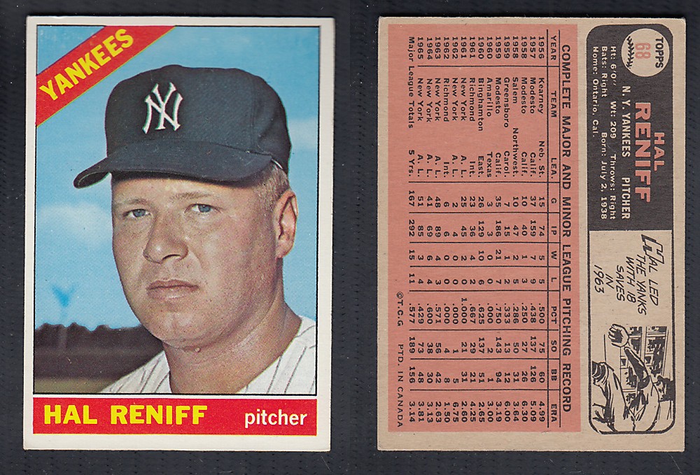 1966 O-PEE-CHEE BASEBALL CARD #68 H. RENIFF photo 1966 O-PEE-CHEE BASEBALL CARD #68 H. RENIFF photo