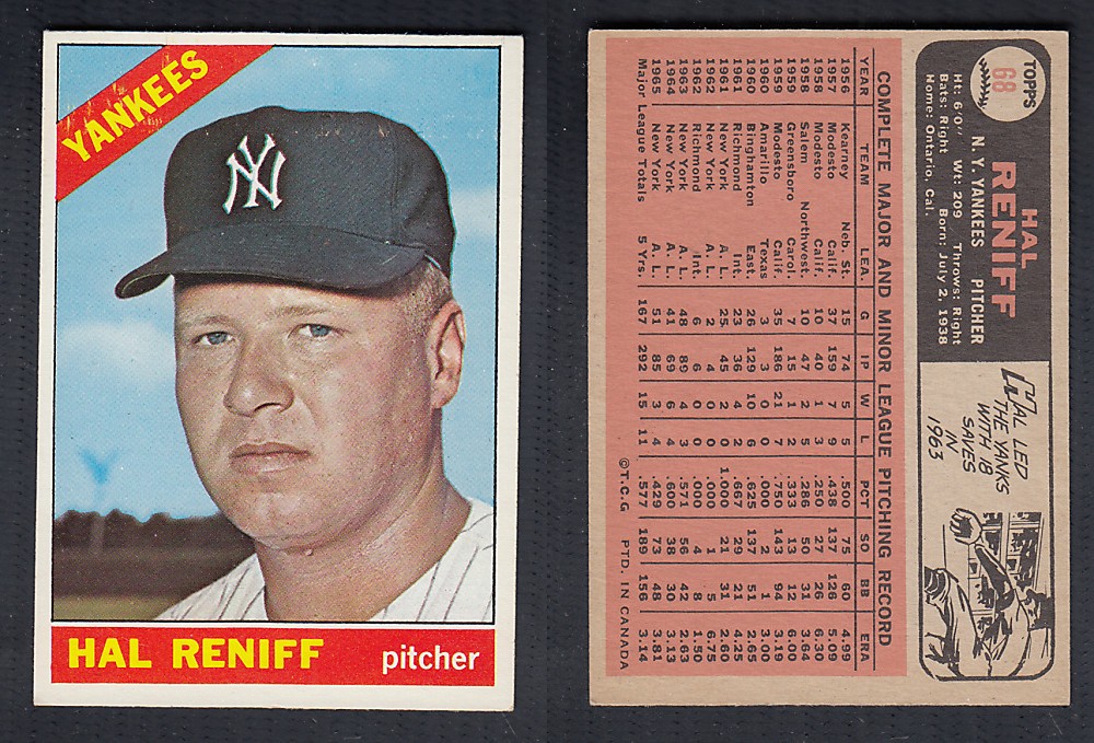 1966 O-PEE-CHEE BASEBALL CARD #68 H. RENIFF photo 1966 O-PEE-CHEE BASEBALL CARD #68 H. RENIFF photo