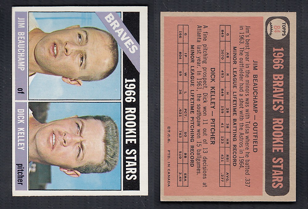 1966 O-PEE-CHEE BASEBALL CARD #84 BRAVES ROOKIE STARS photo 1966 O-PEE-CHEE BASEBALL CARD #84 BRAVES ROOKIE STARS photo