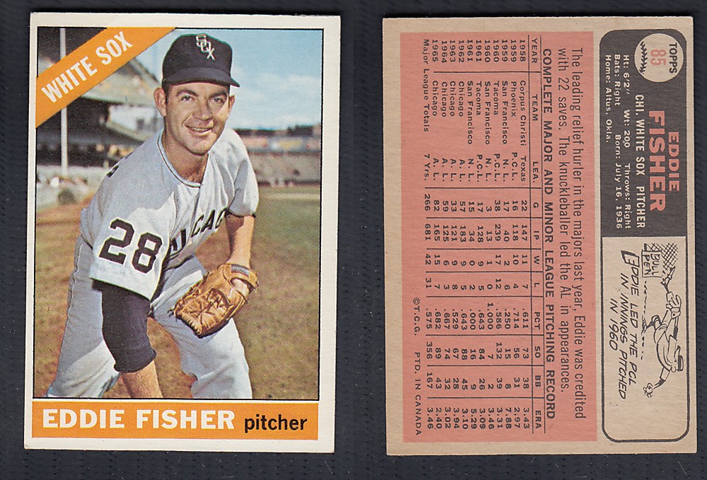 1966 O-PEE-CHEE BASEBALL CARD #85 E. FISHER photo 1966 O-PEE-CHEE BASEBALL CARD #85 E. FISHER photo