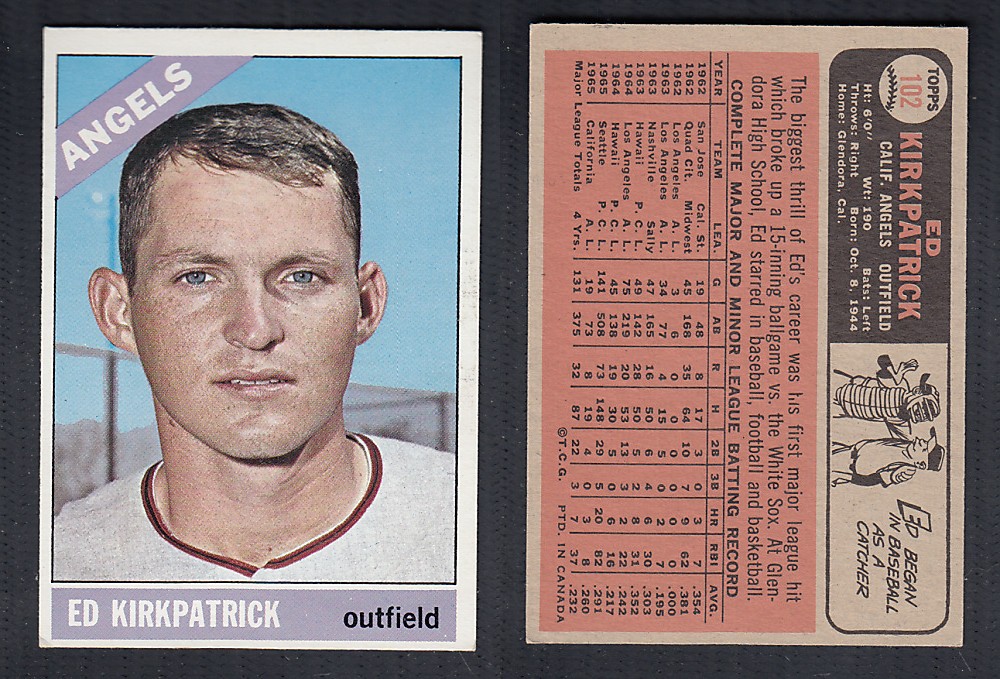 1966 O-PEE-CHEE BASEBALL CARD #102 E. KIRKPATRICK photo 1966 O-PEE-CHEE BASEBALL CARD #102 E. KIRKPATRICK photo