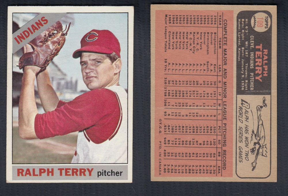 1966 O-PEE-CHEE BASEBALL CARD #109 R. TERRY photo 1966 O-PEE-CHEE BASEBALL CARD #109 R. TERRY photo