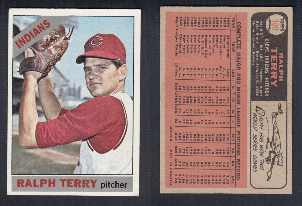 1966 O-PEE-CHEE BASEBALL CARD #109 R. TERRY photo 1966 O-PEE-CHEE BASEBALL CARD #109 R. TERRY photo