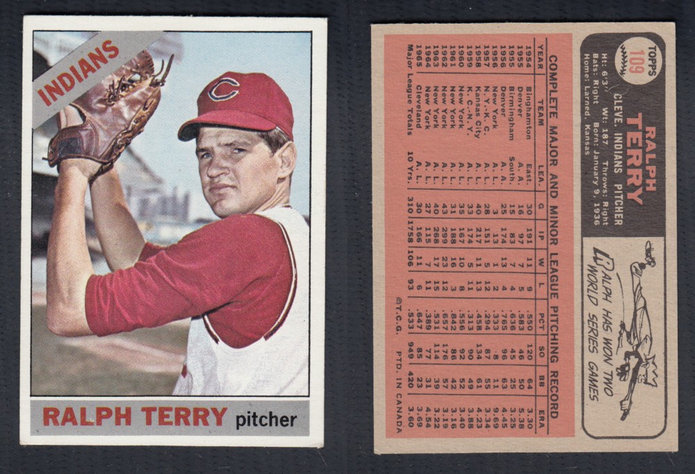1966 O-PEE-CHEE BASEBALL CARD #109 R. TERRY photo 1966 O-PEE-CHEE BASEBALL CARD #109 R. TERRY photo