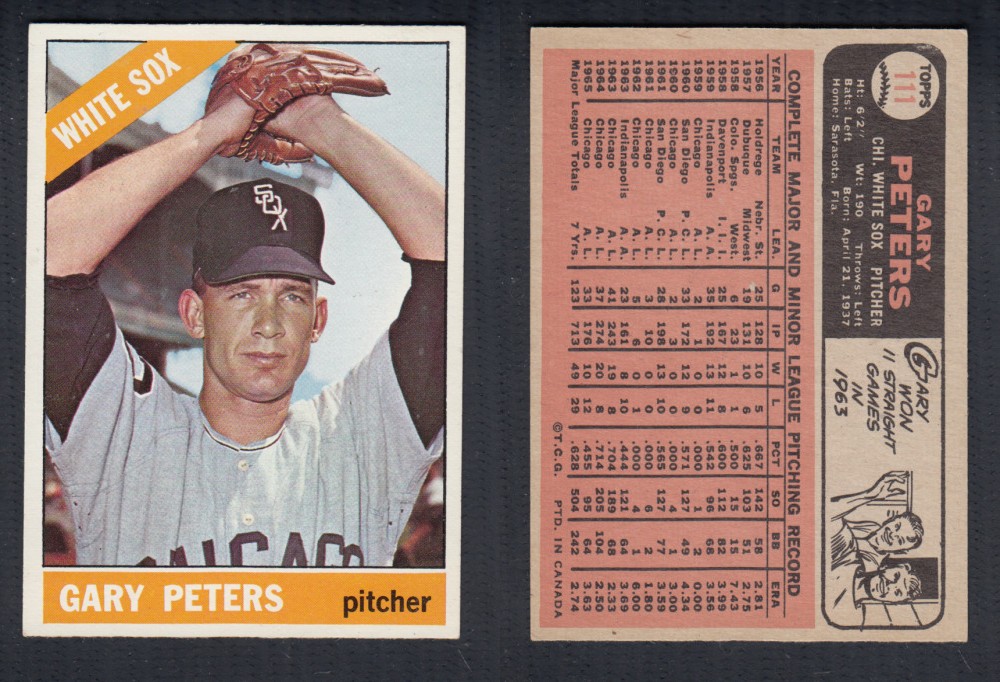 1966 O-PEE-CHEE BASEBALL CARD #111 G. PETERS photo 1966 O-PEE-CHEE BASEBALL CARD #111 G. PETERS photo
