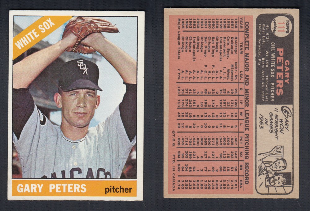 1966 O-PEE-CHEE BASEBALL CARD #111 G. PETERS photo 1966 O-PEE-CHEE BASEBALL CARD #111 G. PETERS photo