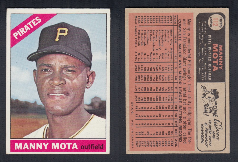 1966 O-PEE-CHEE BASEBALL CARD #112 M. MOTA photo 1966 O-PEE-CHEE BASEBALL CARD #112 M. MOTA photo