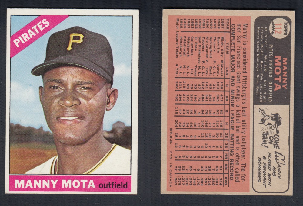 1966 O-PEE-CHEE BASEBALL CARD #112 M. MOTA photo 1966 O-PEE-CHEE BASEBALL CARD #112 M. MOTA photo