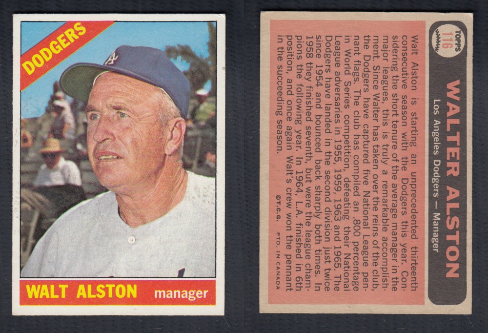 1966 O-PEE-CHEE BASEBALL CARD #116 W. ALSTON photo 1966 O-PEE-CHEE BASEBALL CARD #116 W. ALSTON photo
