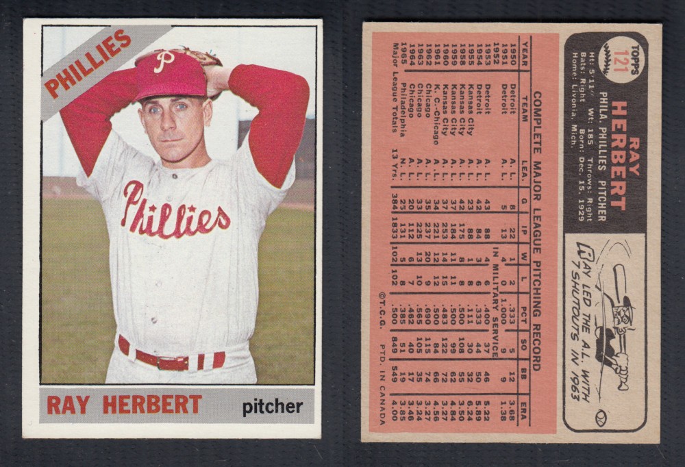 1966 O-PEE-CHEE BASEBALL CARD #121 R. HERBERT photo 1966 O-PEE-CHEE BASEBALL CARD #121 R. HERBERT photo