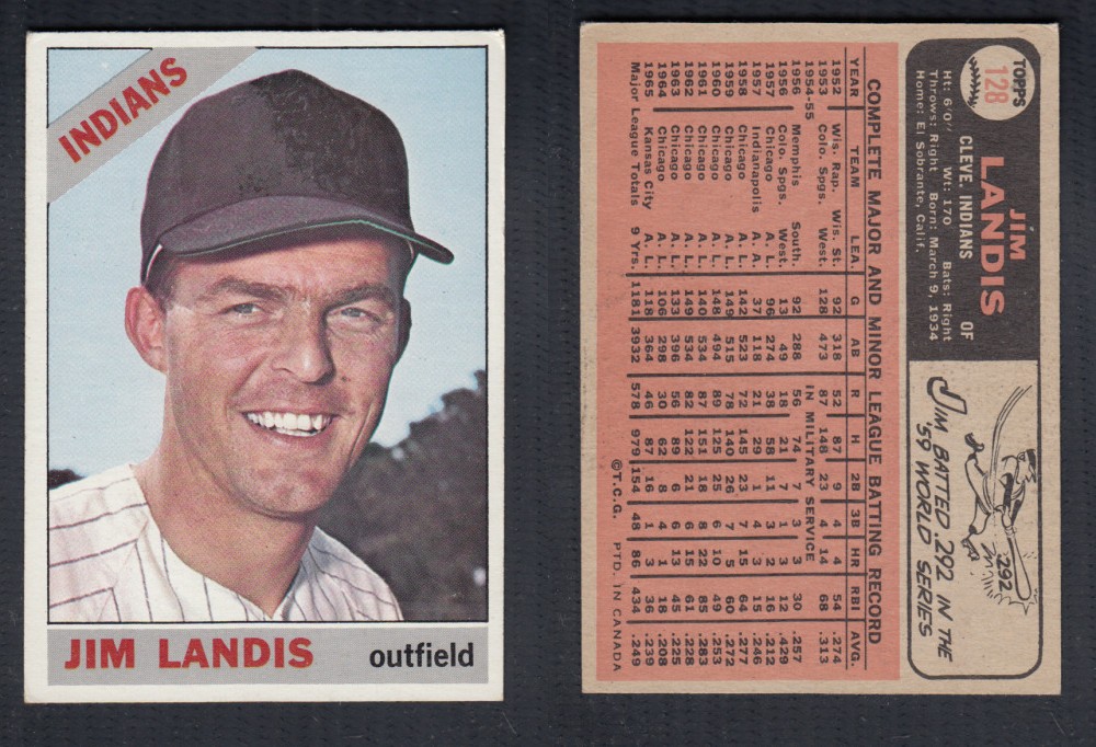 1966 O-PEE-CHEE BASEBALL CARD #128 J. LANDIS photo 1966 O-PEE-CHEE BASEBALL CARD #128 J. LANDIS photo