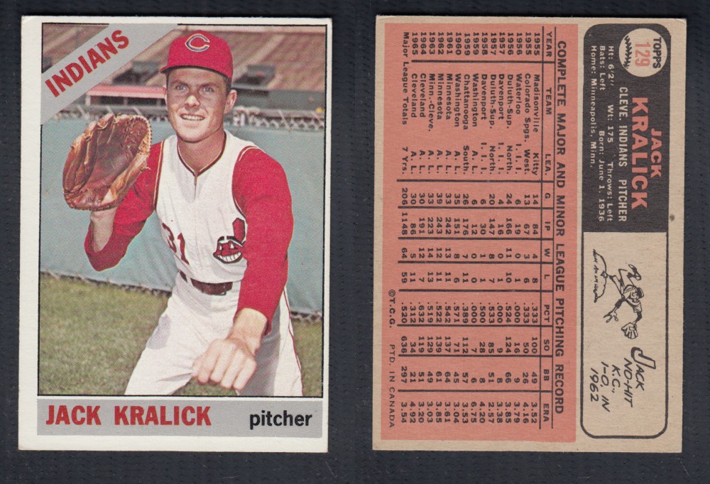 1966 O-PEE-CHEE BASEBALL CARD #129 J. KRALICK photo 1966 O-PEE-CHEE BASEBALL CARD #129 J. KRALICK photo