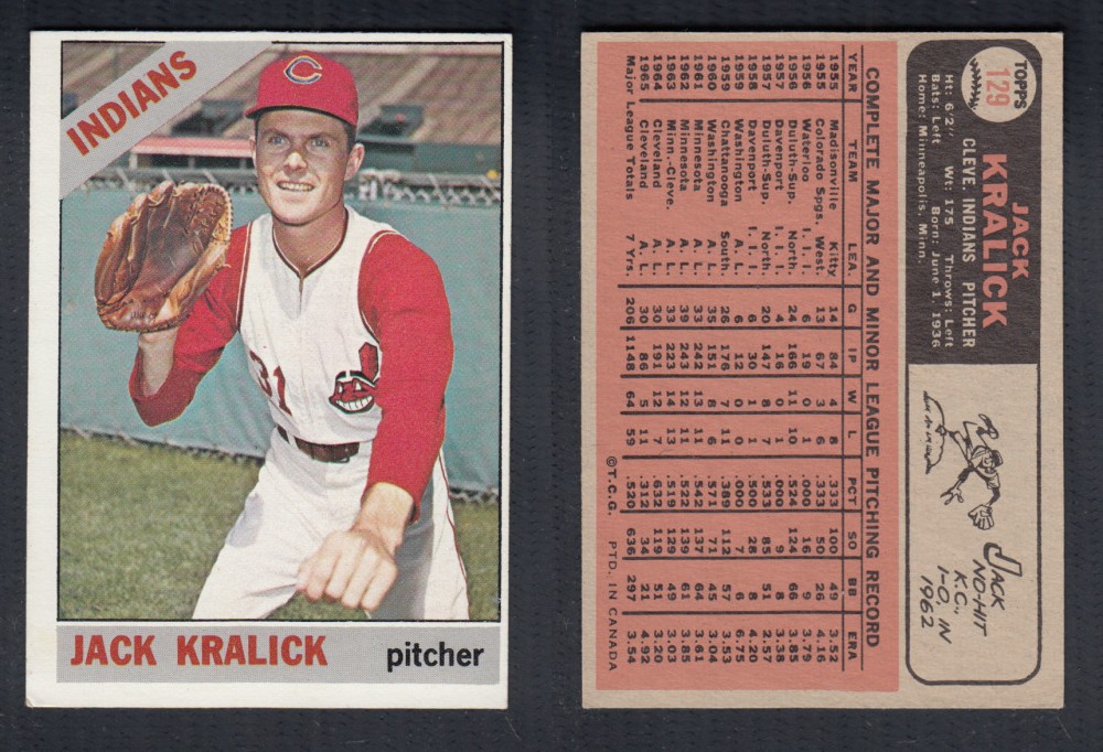 1966 O-PEE-CHEE BASEBALL CARD #129 J. KRALICK photo 1966 O-PEE-CHEE BASEBALL CARD #129 J. KRALICK photo
