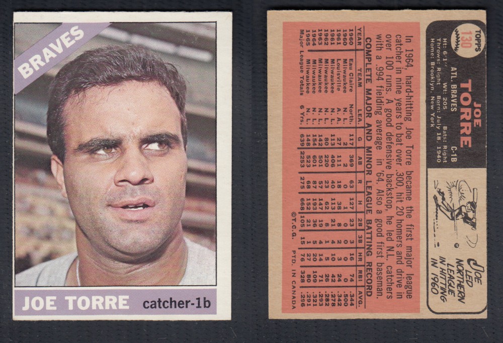 1966 O-PEE-CHEE BASEBALL CARD #130 J. TORRE photo 1966 O-PEE-CHEE BASEBALL CARD #130 J. TORRE photo