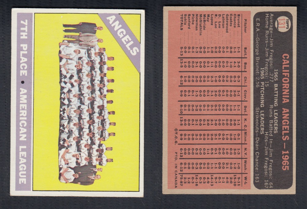 1966 O-PEE-CHEE BASEBALL CARD #131 CALIFORNIA ANGELS photo 1966 O-PEE-CHEE BASEBALL CARD #131 CALIFORNIA ANGELS photo