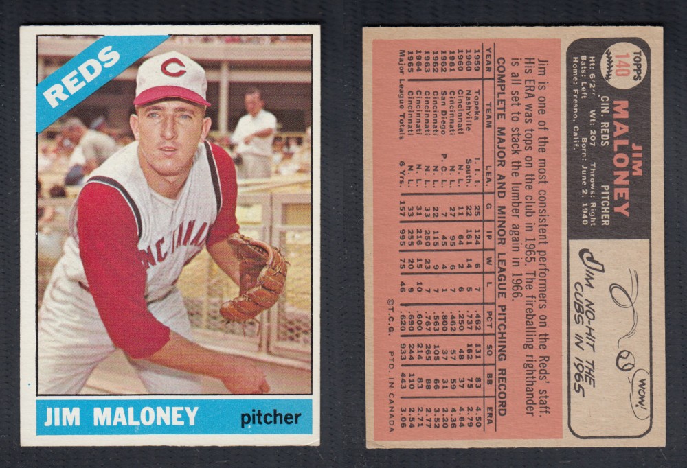 1966 O-PEE-CHEE BASEBALL CARD #140 J. MALONEY photo 1966 O-PEE-CHEE BASEBALL CARD #140 J. MALONEY photo