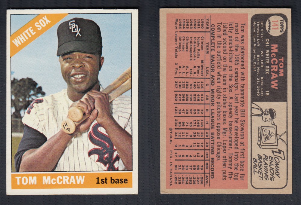 1966 O-PEE-CHEE BASEBALL CARD #141 T. MCGRAW photo 1966 O-PEE-CHEE BASEBALL CARD #141 T. MCGRAW photo