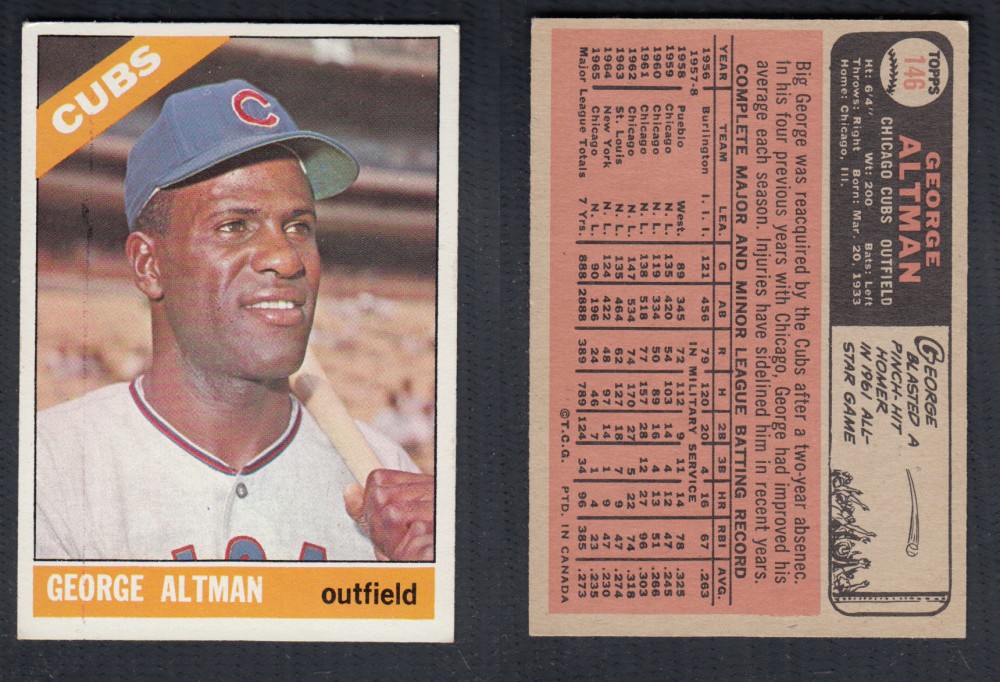 1966 O-PEE-CHEE BASEBALL CARD #146 G. ALTMAN photo 1966 O-PEE-CHEE BASEBALL CARD #146 G. ALTMAN photo