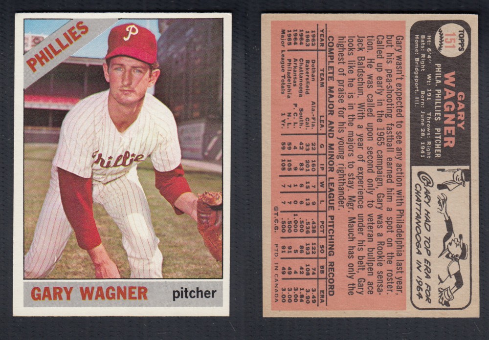 1966 O-PEE-CHEE BASEBALL CARD #151 G. WAGNER photo 1966 O-PEE-CHEE BASEBALL CARD #151 G. WAGNER photo