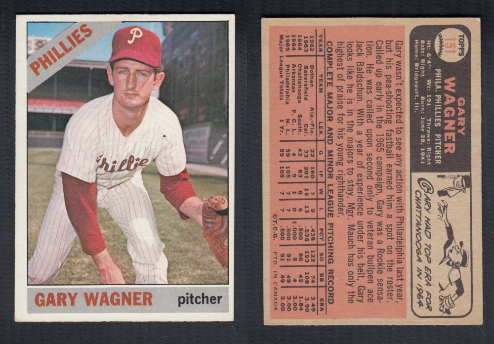1966 O-PEE-CHEE BASEBALL CARD #151 G. WAGNER photo 1966 O-PEE-CHEE BASEBALL CARD #151 G. WAGNER photo