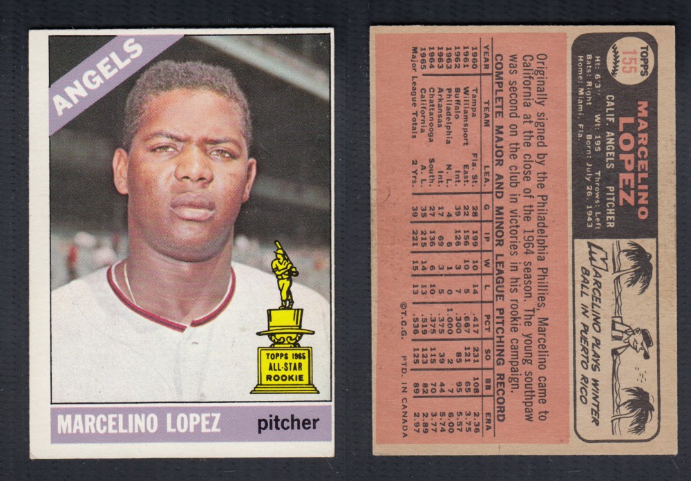 1966 O-PEE-CHEE BASEBALL CARD #155 M. LOPEZ photo