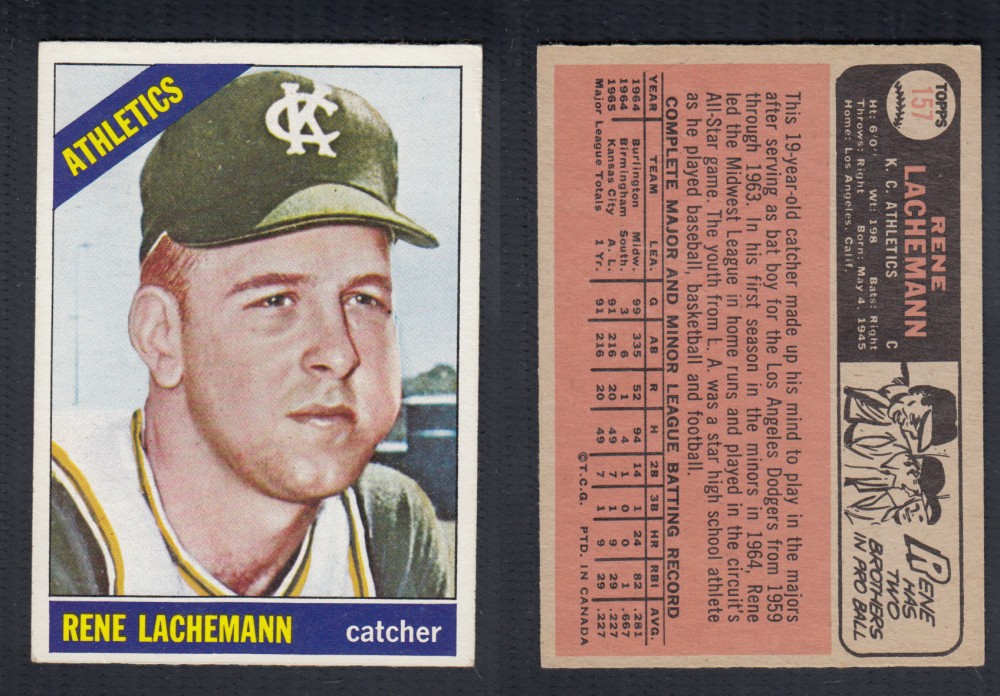 1966 O-PEE-CHEE BASEBALL CARD #157 R. LACHEMANN photo 1966 O-PEE-CHEE BASEBALL CARD #157 R. LACHEMANN photo