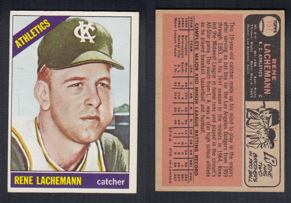 1966 O-PEE-CHEE BASEBALL CARD #157 R. LACHEMANN photo 1966 O-PEE-CHEE BASEBALL CARD #157 R. LACHEMANN photo