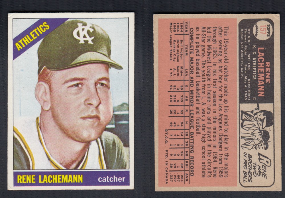 1966 O-PEE-CHEE BASEBALL CARD #157 R. LACHEMANN photo 1966 O-PEE-CHEE BASEBALL CARD #157 R. LACHEMANN photo