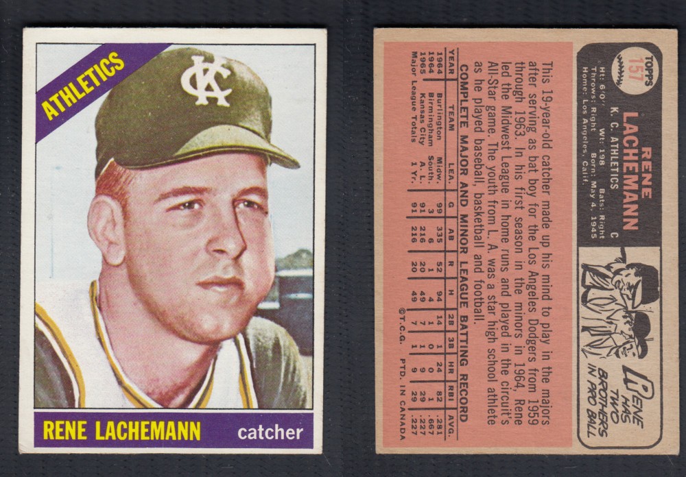 1966 O-PEE-CHEE BASEBALL CARD #157 R. LACHEMANN photo 1966 O-PEE-CHEE BASEBALL CARD #157 R. LACHEMANN photo