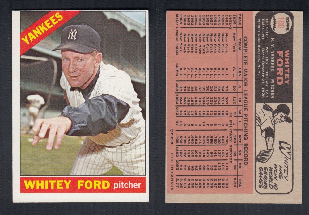 1966 O-PEE-CHEE BASEBALL CARD #160 W. FORD photo 1966 O-PEE-CHEE BASEBALL CARD #160 W. FORD photo