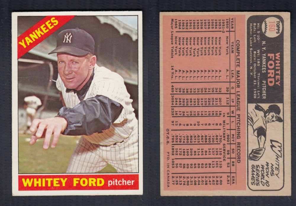 1966 O-PEE-CHEE BASEBALL CARD #160 W. FORD photo