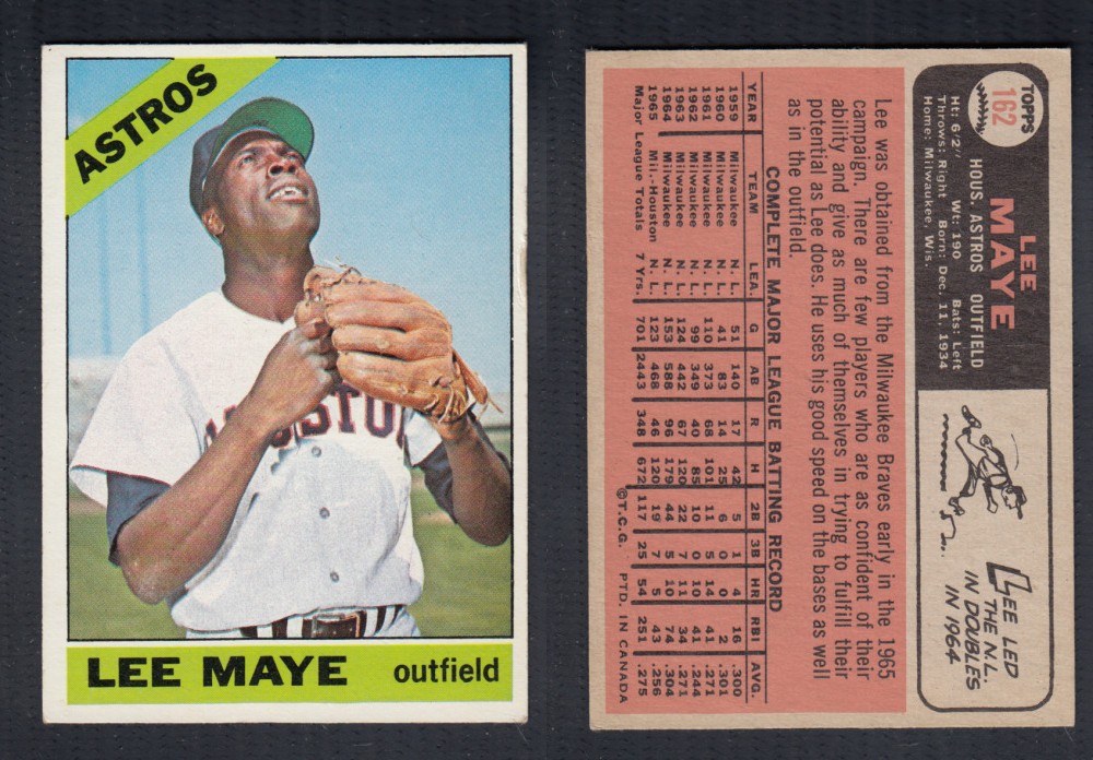 1966 O-PEE-CHEE BASEBALL CARD #162 L. MAYE photo 1966 O-PEE-CHEE BASEBALL CARD #162 L. MAYE photo