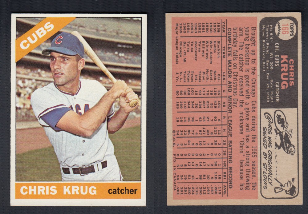 1966 O-PEE-CHEE BASEBALL CARD #166 C. KRUG photo 1966 O-PEE-CHEE BASEBALL CARD #166 C. KRUG photo