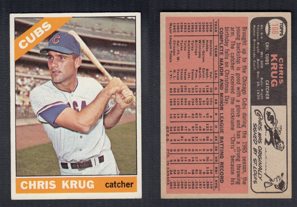 1966 O-PEE-CHEE BASEBALL CARD #166 C. KRUG photo 1966 O-PEE-CHEE BASEBALL CARD #166 C. KRUG photo