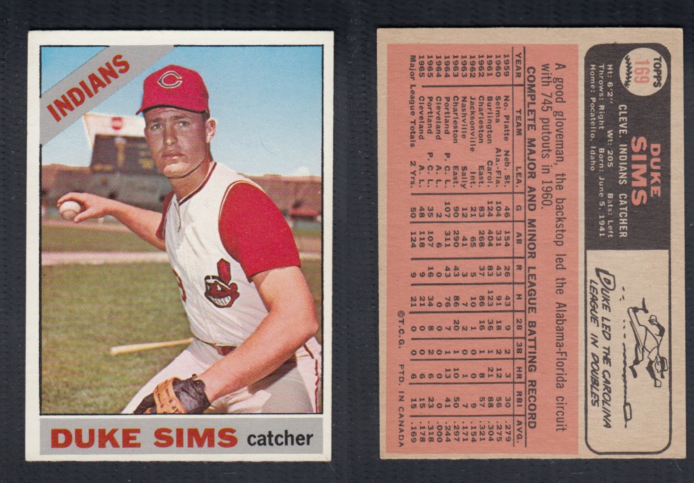 1966 O-PEE-CHEE BASEBALL CARD #169 D. SIMS photo