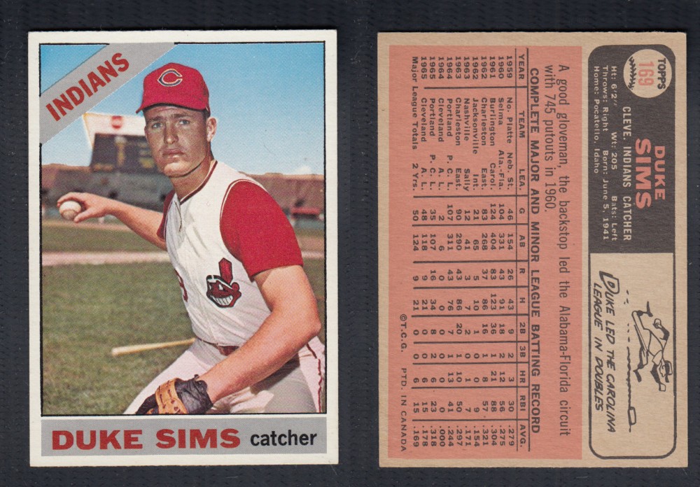 1966 O-PEE-CHEE BASEBALL CARD #169 D. SIMS photo