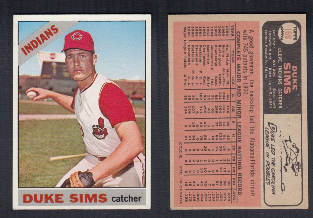 1966 O-PEE-CHEE BASEBALL CARD #169 D. SIMS photo