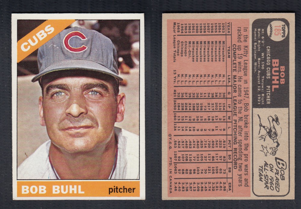 1966 O-PEE-CHEE BASEBALL CARD #185 B. BUHL photo 1966 O-PEE-CHEE BASEBALL CARD #185 B. BUHL photo