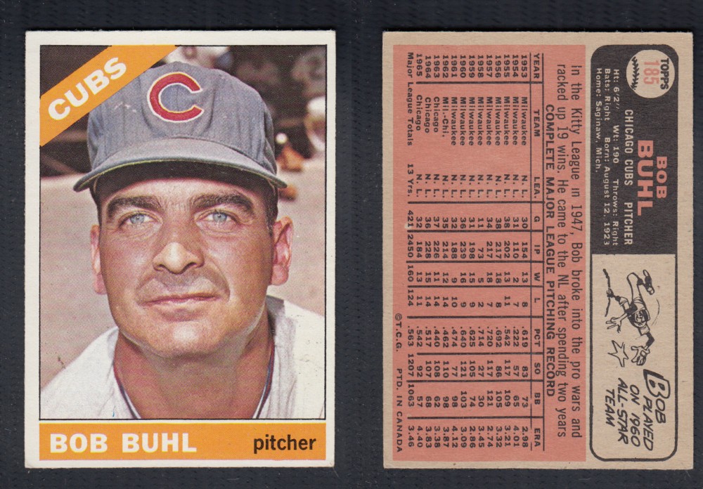 1966 O-PEE-CHEE BASEBALL CARD #185 B. BUHL photo 1966 O-PEE-CHEE BASEBALL CARD #185 B. BUHL photo