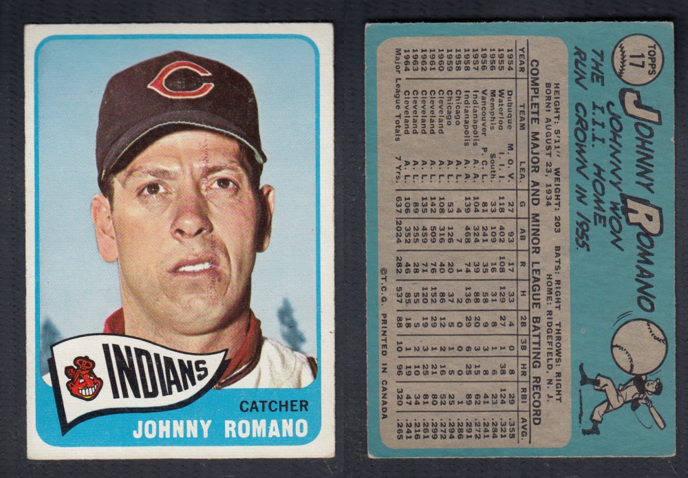 1965 O-PEE-CHEE BASEBALL CARD #17 J. ROMANO photo 1965 O-PEE-CHEE BASEBALL CARD #17 J. ROMANO photo