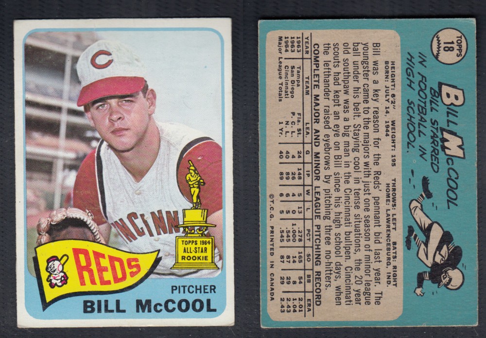 1965 O-PEE-CHEE BASEBALL CARD #18 B. MCCOOL photo 1965 O-PEE-CHEE BASEBALL CARD #18 B. MCCOOL photo