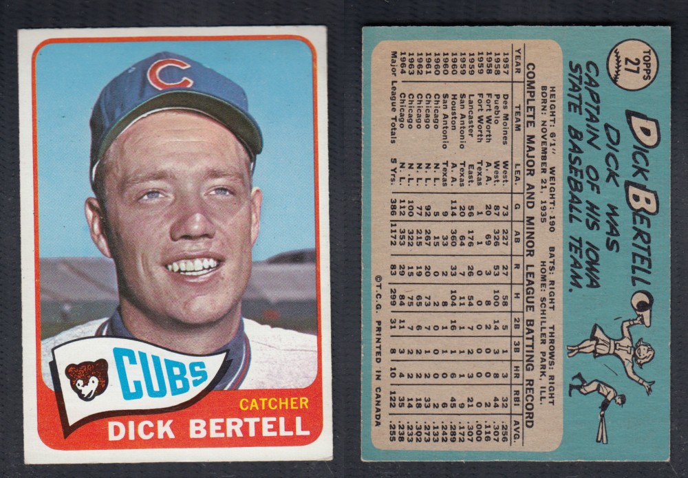 1965 O-PEE-CHEE BASEBALL CARD #27 D. BERTRELL photo 1965 O-PEE-CHEE BASEBALL CARD #27 D. BERTRELL photo