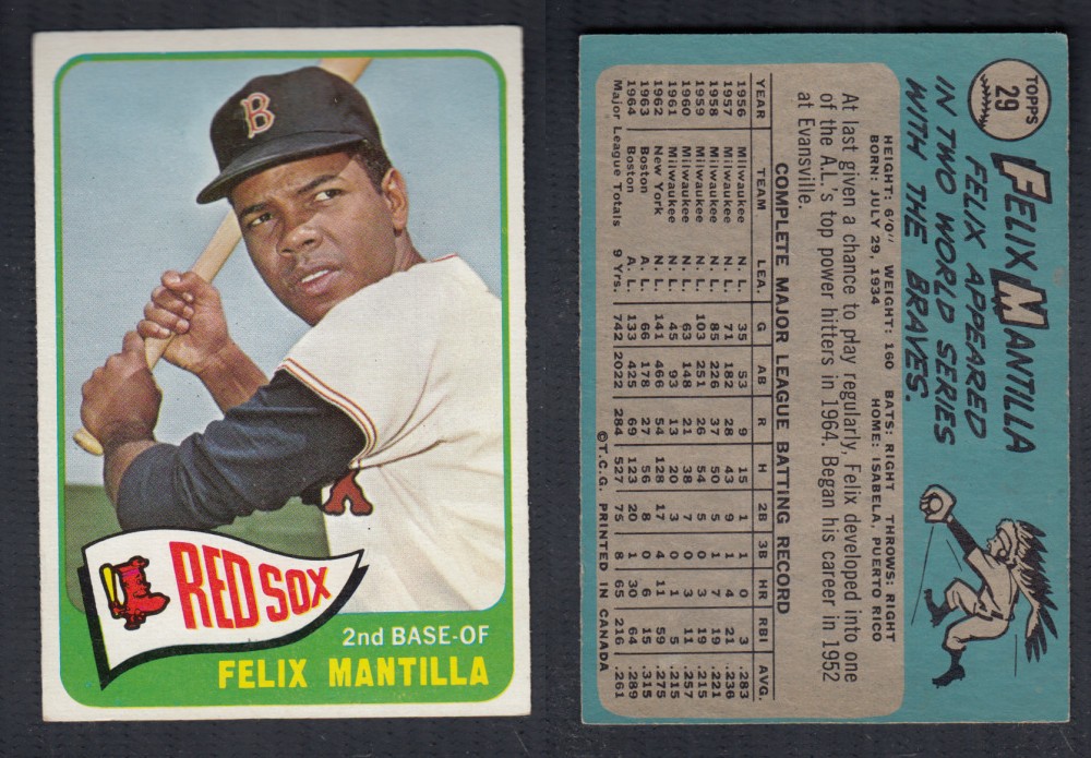 1965 O-PEE-CHEE BASEBALL CARD #29 F. MANTILLA photo 1965 O-PEE-CHEE BASEBALL CARD #29 F. MANTILLA photo
