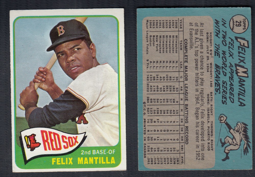 1965 O-PEE-CHEE BASEBALL CARD #29 F. MANTILLA photo 1965 O-PEE-CHEE BASEBALL CARD #29 F. MANTILLA photo