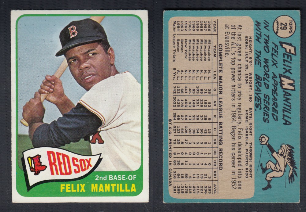 1965 O-PEE-CHEE BASEBALL CARD #29 F. MANTILLA photo 1965 O-PEE-CHEE BASEBALL CARD #29 F. MANTILLA photo