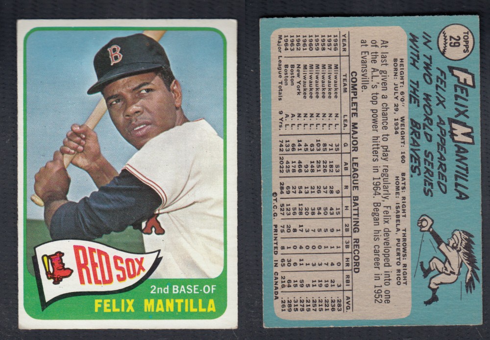 1965 O-PEE-CHEE BASEBALL CARD #29 F. MANTILLA photo 1965 O-PEE-CHEE BASEBALL CARD #29 F. MANTILLA photo