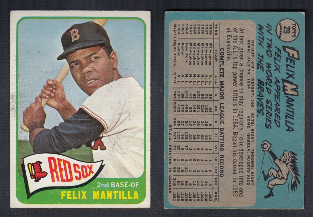 1965 O-PEE-CHEE BASEBALL CARD #29 F. MANTILLA photo 1965 O-PEE-CHEE BASEBALL CARD #29 F. MANTILLA photo